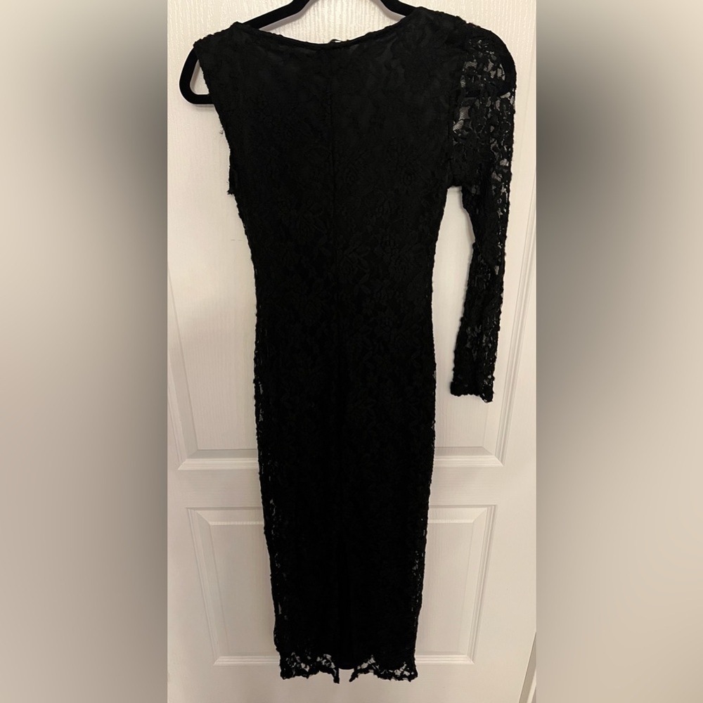 bebe Black Long Sleeve Lace Dress - Picture 2 of 6